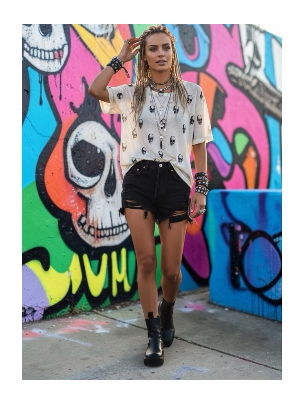Skull Cashmere ☻︎ Skull Print Linen Short Sleeve Tee ☻︎ White ☻︎ Small ☻︎